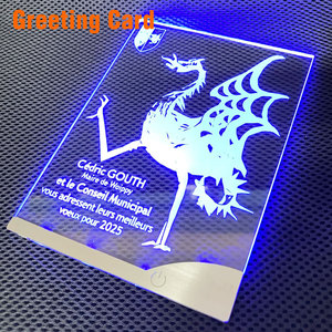 Custom Premium LED <b>Light</b> <b>up</b> Rechargeable Acrylic Greeting Card Logo 130x180mm Certified Thank You Holiday Christmas Birthday - Product Image 1