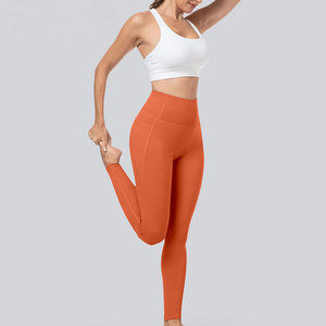 Legging sans couture de couleur orange pour femmes, respirant, léger, contrôle de l'humidité, coupe-vent, résistant à l'eau, ceinture élastique - Product Image 6