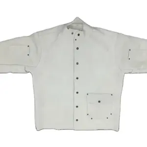 Finition de qualité supérieure meilleure veste de travail fendue de vache/ignifuge/cuir véritable soudage veste de soudage en peau de vache ignifuge longue