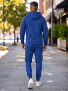 Conjunto Deportivo de 2 Piezas para Hombre, Estilo Casual, con Estampado Invernal, Forro Polar Técnico, Bolsillos Laterales, Nailon/Algodón, 240g, Peso Medio - Product Image 3