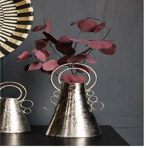Luxury organic <b>gold</b> textured bark <b>vases</b> accented with a central crystal cluster vein, available at wholesale prices. - Product Image 5