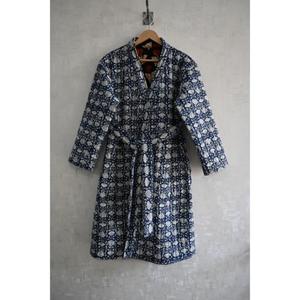 Lavinas Cotton Quilted Kimono Jacket <b>Women</b> Long Bathrobe Handmade Indian Boho <b>Robe</b> Lounge Wear Stylish Floral Pattern V-neck - Product Image 1