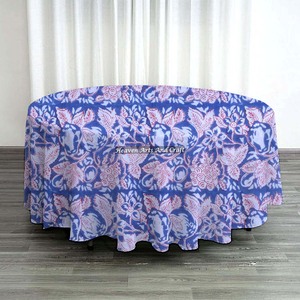 Cotton Block Printed Round Table <b>Linen</b> Round Dining Table Cloth with Floral Hand Block Printed Fabric <b>Tablecloth</b> - Product Image 5
