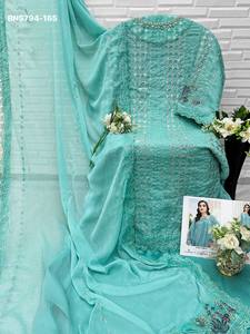 Conjunto de Salwar-Kameez de Chifón con Bordado y Trabajo Khatli, Último Diseño de Moda para Fiestas, Proveedor y Exportador Mundial - Product Image 4