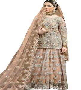 Ropa de fiesta formal de gasa, varios colores, azul, paquistaní e indio, 2023 - Product Image 1