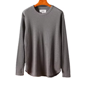Organic Cotton t Shirt for Men <b>Tshirt</b> Long Sleeve Thermal Crewneck Shirt Custom Waffle Thermal Long Sleeve Shirt Custom - Product Image 1