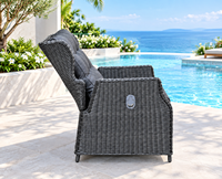 Ensemble de table et chaises de salle à manger en rotin tressé imperméable pour l'extérieur avec 6 fauteuils rembourrés, meubles de luxe pour jardin, patio, bord de piscine, parc