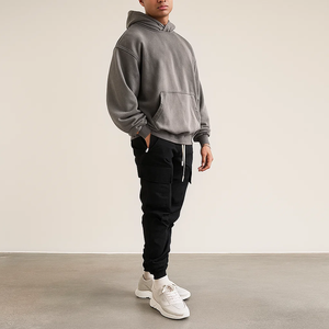 Ensemble de survêtement sportif d'hiver imprimé en molleton tricoté, 100 % coton, deux pièces, pour homme, avec sweat à capuche et short ajusté - Product Image 5