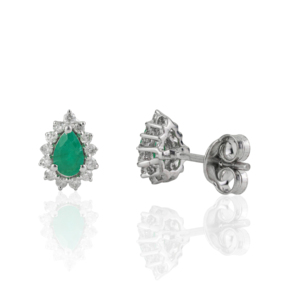 Beautiful Classy Pear Cut Natural <b>Emerald</b> Cluster 925 Sterling Silver Fine <b>Studs</b> Earrings For Women Wholesale Price Jewelry - Product Image 5