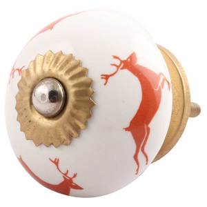 Tiradores de cajón y tiradores de puerta de cerámica roja hechos a mano con diseño de reno corriendo para niños, para armarios de cocina, venta al por mayor, pedido a granel - Product Image 2