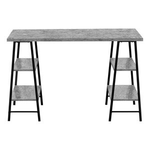 Scrivania Moderna Contemporanea da 48 Pollici per Ufficio Domestico con Ripiani Portaoggetti, Laminato Grigio e Metallo Nero per Lavoro con Laptop - Product Image 6