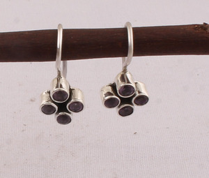 Boucles d'oreilles pendantes en améthyste naturelle, argent sterling 925, style victorien vintage, pierre précieuse violette, bijoux de fête - Product Image 5