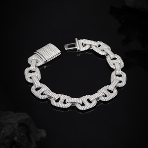 Iced Out Link <b>Bracelet</b> Silver Hip Hop Jewelry Luxury Cubic Zirconia Bling Chain Statement Fashion Wrist Accessory - Product Image 6