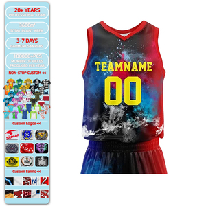 Camiseta de Baloncesto Sublimada Personalizada, Cuello en V, Sin Mangas, 100% Poliéster Transpirable, Impresión con Nombre del Equipo, Unisex para Adultos, Corte Regular - Product Image 1