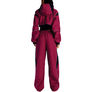 <b>Women</b> Windbreaker Baggy Tracksuit Lightweight Sportswear Jogger Cropped <b>Jacket</b> And Wide Leg Pants Outdoor Running Training Suit - Product Image 2