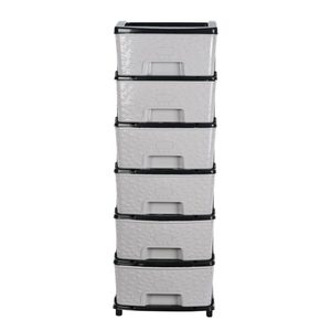 Organizador de cajones apilable de plástico de 6 niveles con ruedas para sala de estar, caja de almacenamiento, organizador de almacenamiento - Product Image 1