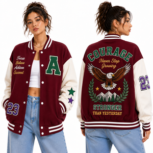 Chaqueta Varsity Moderna para Mujer, con Logotipo Bordado Personalizado OEM, Estilo Universitario, Chaqueta de Béisbol Oversize, Moda Urbana, Atuendo Universitario - Product Image 5