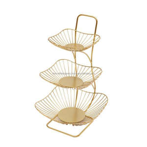 Cesta de decoración para fiestas de cumpleaños y bodas, cesta de almacenamiento de aperitivos de frutas chapada en oro de lujo, cesta de 3 niveles, soporte de frutas, gran oferta - Product Image 3
