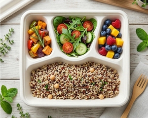 Bandeja de comida desechable ecológica de 4 compartimentos - Product Image 1