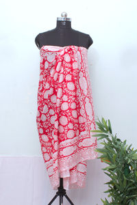 Women Summer Cotton <b>Sarong</b> Red Floral Beach <b>Wrap</b> Lightweight Pareo Boho Cover Up Stylish Resort Wear <b>Sarong</b>. - Product Image 2