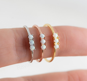 Natural Ethiopian <b>Opal</b> 3mm Round Shape 925 Silver <b>Gold</b> Plated Prong Set Minimalist Gemstone <b>Ring</b> Unisex Women's Wedding Jewelry - Product Image 1