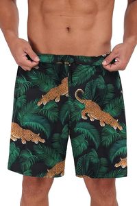 Conjunto de Shorts de Punto con Estampado Animal para Hombre, Talla Grande, Estilo Casual de Verano, Camiseta con Logotipo Frontal y Shorts con Estampado de Leopardo Verde - Product Image 4