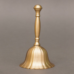 Elegant smooth brass hand bell featuring a bell-shaped fluted bottom finish, available at wholesale prices. - Product Image 1