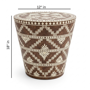 Mesa Auxiliar Industrial de Lujo con Incrustaciones de Esmalte y Colores Personalizados, Diseño Floral Geométrico Hecho a Mano para Dormitorio o Entrada - Product Image 2