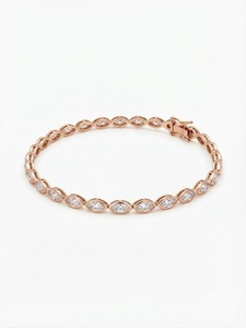 สร้อยข้อมือเพชรทรงมาร์คีส์ 14K ทองคำขาว 5x2.5 มม. 4.3 กะรัต สี E ความสะอาด VVS2 เพชรเพาะเลี้ยงในห้องปฏิบัติการ เครื่องประดับชั้นดี ของขวัญแต่งงานสำหรับเจ้าสาว - Product Image 1
