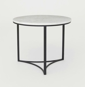 Modern Round Marble Top Coffee <b>Table</b> with <b>Black</b> Metal Frame Luxury Living Room Accent Furniture - Product Image 4