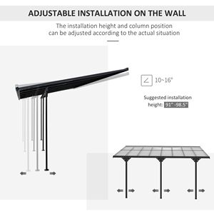 Pergola à toit rigide gris 16,5x10 avec panneaux en polycarbonate anti-UV, résistante à l'eau, dimensions réglables, auvent et pergola - Product Image 4