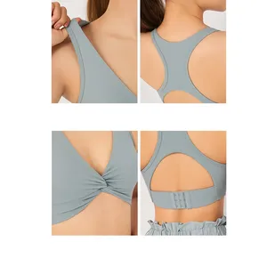 Custom Unique Design Seamless Gym Clothing Sportswear Active Wear Sports <b>Bra</b> Workout Fitness Impact <b>Halter</b> <b>Neck</b> <b>Backless</b> <b>Bra</b> - Product Image 4