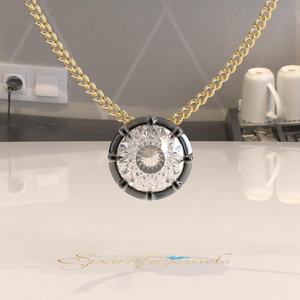 Georgian Cut Set Moissanite Geometric 14K Gold 2CT IGI Certified Octagon Cut Pendant Necklace with Rope Chain From Gujarat - Product Image 1