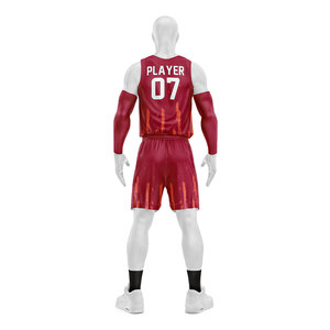 Ensemble de maillots de basket-ball personnalisés pour hommes, sans manches, rouge, impression sublimée, évacuation de l'humidité, uniforme athlétique, kit de basket-ball toutes saisons - Product Image 3