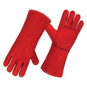 Gants de soudage à manchette longue en cuir de vachette fendu antistatique anti-dérapant anti-coupure résistant aux étincelles caractéristiques gants de sécurité industrielle - Product Image 1