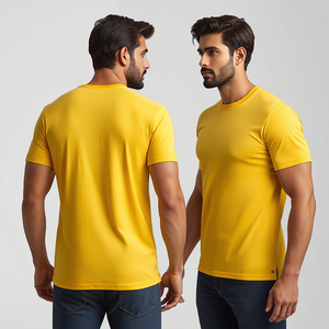 Camiseta Deportiva para Hombre, de Secado Rápido, Diseño Digital Sólido, 220 GSM, Poliéster, Corte Ajustado, Amarillo, Venta al Por Mayor, Suministro a Granel - Product Image 4