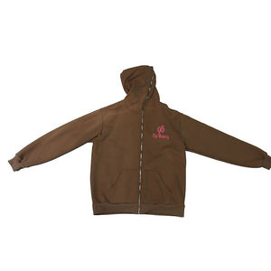 Sweat à capuche classique marron pour homme, 100 % coton molletonné, broderie frontale, poche décorative, style décontracté streetwear, respirant et écologique - Product Image 3