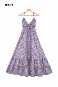 Robe longue à bretelles en polyester imprimé cachemire pour femme, col en V, fabriquée par [Nom du fabricant] - Product Image 2