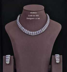 Collier et boucles d'oreilles ovales en zircon cubique bleu 11612Designer, plaqué rhodium, bijoux de mode, cadeau pour mariage ou soirée - Product Image 6