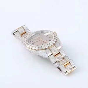 Trendy <b>Arabic</b> Rose Gold Diamond Sport <b>Watch</b> VVS1 Iced Diamonds Stainless Steel Band ETA Movement Analog Dial Display Valentine - Product Image 5