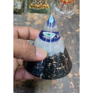 Cono de Orgón de Turmalina Negra y Selenita Hecho a Mano, Pirámide con Ojo Turco, Cruz Feng Shui, Regalo Creativo Ecológico, Protección EMF - Product Image 2