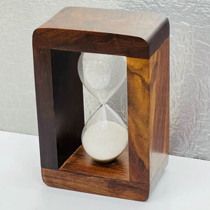 Cadre en bois 5,5x0,75'' Blanc Sable Sablier de 3 minutes - Product Image 1