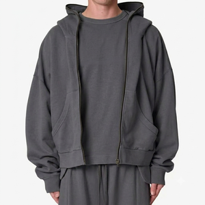 Wholesale Zip <b>Jacket</b> Mens Hoodie Custom Apparel Factory Direct Low MOQ - Product Image 2