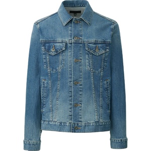Blouson Bomber Classique en Jean Bleu pour Homme, Coupe Slim, Fermeture Éclair Avant, Motif Camouflage Décontracté, Coton Printanier Durable, Style Lavage Vintage - Product Image 1