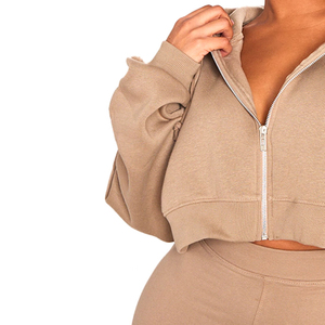 Haut court zippé pour femme, tendance, avec capuche, dernier design, respirant, vêtements de sport, crop top à capuche pour femme - Product Image 3