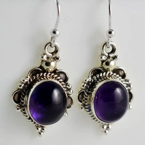 Amethyst 925 Sterling <b>Silver</b> <b>Dangle</b> Drop handmade <b>Earrings</b> - Product Image 2