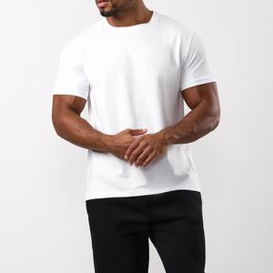 T-shirt blanc en coton 100% 220g, logo brodé personnalisé en gros, épaules tombantes, t-shirt uni surdimensionné pour homme - Product Image 1