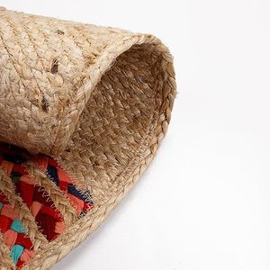 Tapis rond en jute fait main de qualité export |   Design tressé multicolore |   Fabricant indien, approvisionnement en gros - Product Image 3