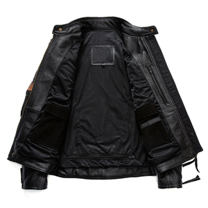 Custom Made Men's Leather Jacket Motorcycle Riding Biker Style Regular Fit Outerwear <b>Zip</b> <b>Up</b> Windproof Grain Leathers Jackets Men - Product Image 2
