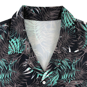 Chemise hawaïenne à manches courtes pour hommes, imprimé floral tropical, col rabattu, boutonnée, vacances d'été, noire - Product Image 4